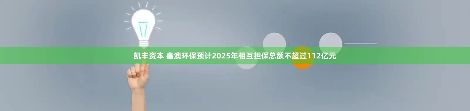 凯丰资本 嘉澳环保预计2025年相互担保总额不超过112亿元